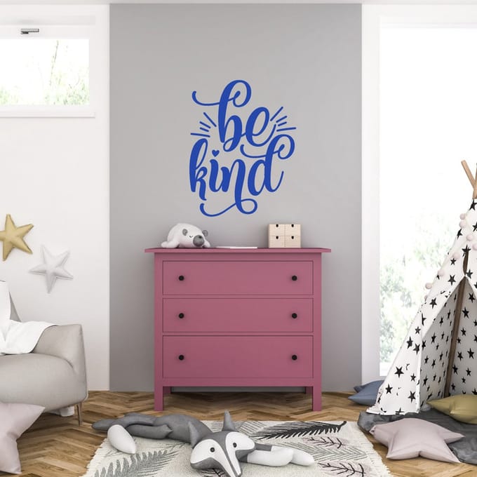 Muursticker - Be Kind - 40,6 x 51,8 - Blauw