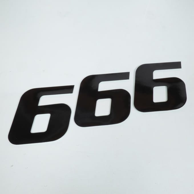 3 sticker startnummer zelfklevend cijfer 6 zwart 20x25cm voor motor