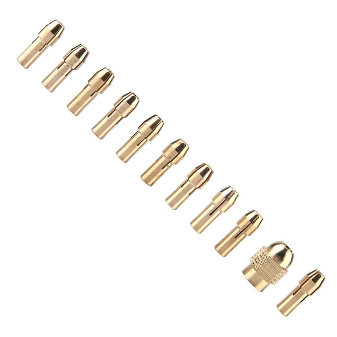 11 stuks 4-klauw Koperen Boorkop Spantang Set voor Mini Elektrische Slijpmachine Roteer Gereedschap 0.53.2mm