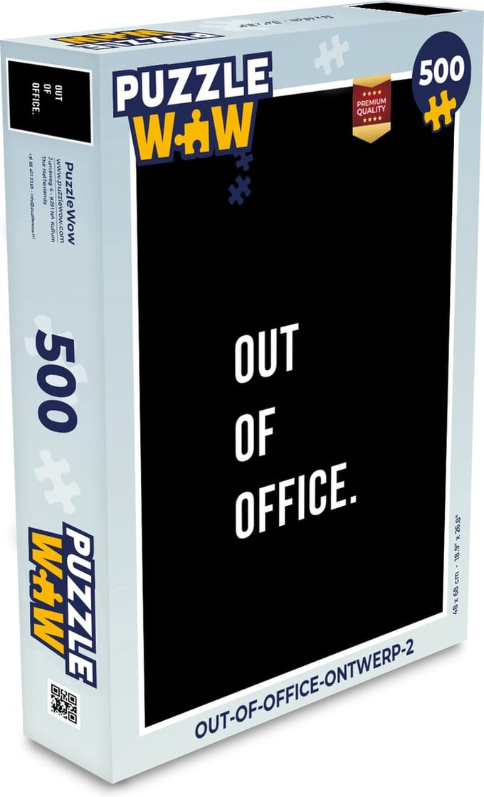 Puzzel Quotes - Out of office - Zwart - Legpuzzel - Puzzel 500 stukjes