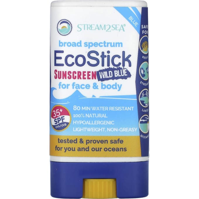 Stream2Sea, Ecostick Sunscreen Wild Blue, Spf 35+, 14G(0.5Oz) blue