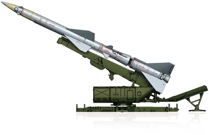 HobbyBoss Modelbouwpakket Militaire voertuigen - 82933 Sam-2 Missile with Launcher Cabin Plastic - 1:72 - Modelbouw