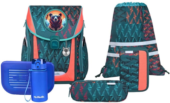 McNeill schooltas Primo Schoolbag Set 9-delig Bear petrol