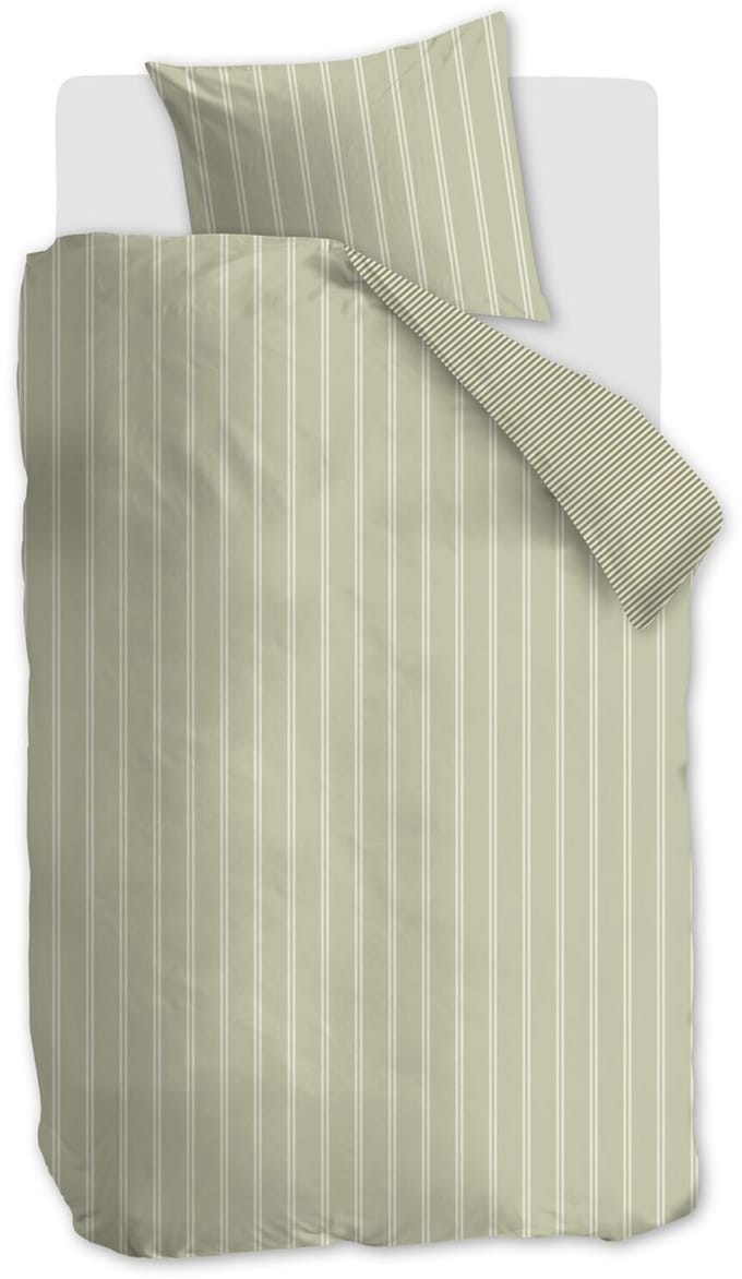 Vtwonen Mini Stripe dekbedovertrek - Eenpersoons - 140 x 220 cm - Groen