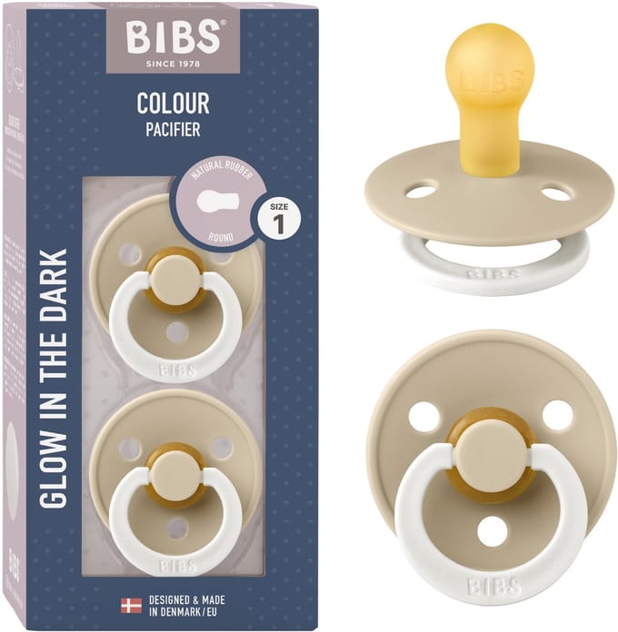 BIBS Colour Glow Fopspeen - 0-6 mnd - 2-pack - Rond - Vanilla