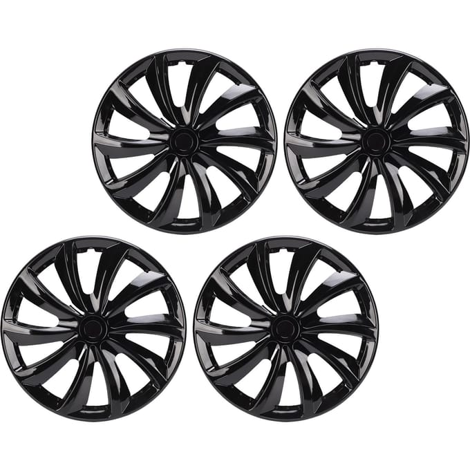 4 PCS Cache-moyeu de jante 15 pouces Design à clipser Léger Élégant Remplacement pour Fiat 500 Noir noir