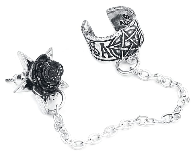 Alchemy Gothic - Gothic Ear Clip - Rosa Nocta Earcuff - voor Vrouwen - zilverkleurig