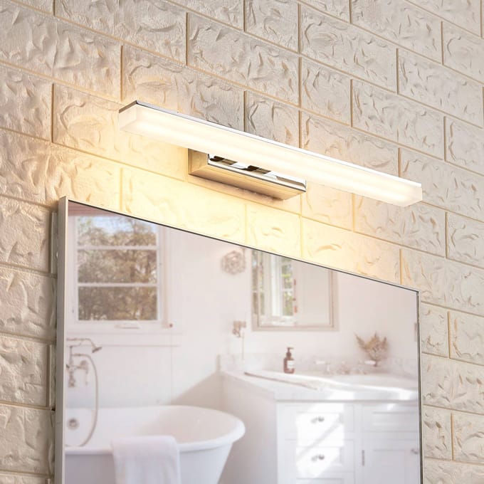 LED badkamer wandlamp Lucande, 46cm, chroom, metaal, IP44