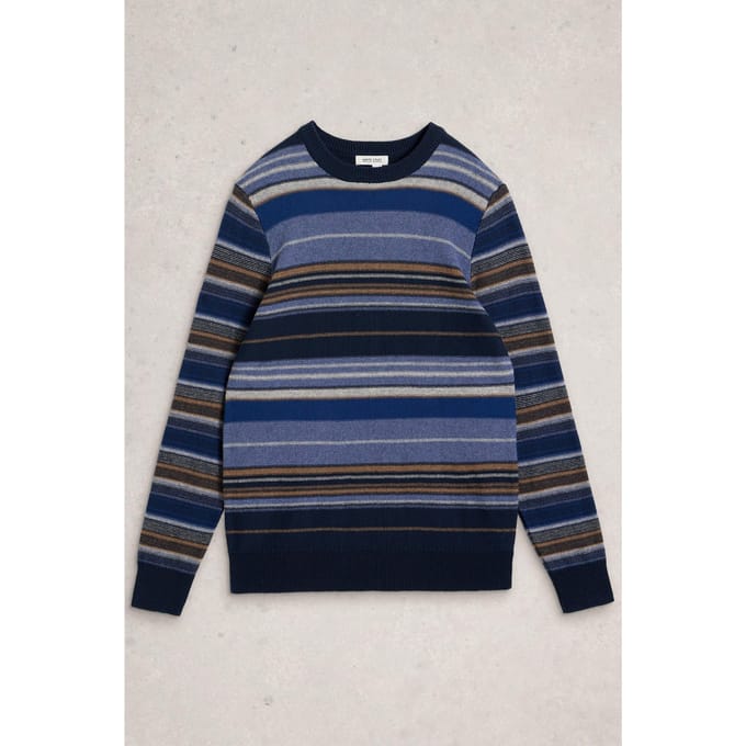 White Stuff Abstract Stripe Crew Blue Multi Taglia: L | Maglioni a maglia Outlet | Uomo | Blu