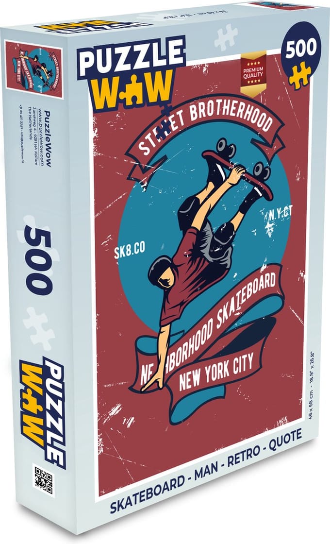 Puzzel Skateboard - Man - Retro - Quote - Legpuzzel - Puzzel 500 stukjes