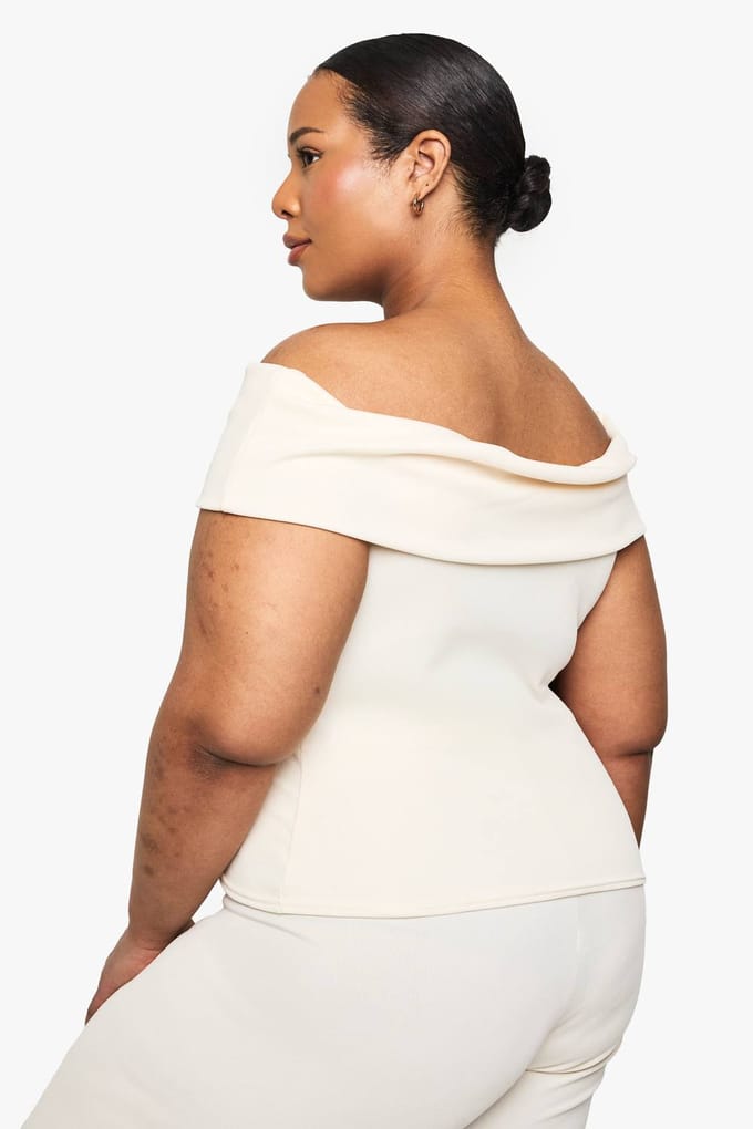 boohoo Dames Plusmaat Bardot-top | Ecru | Maat: 44
