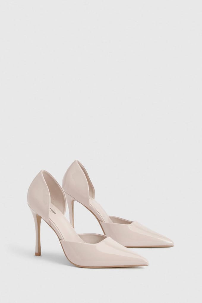 boohoo Dames Brede Pasvorm 2-Delige Uitgesneden Pumps | Nude | Maat: 36