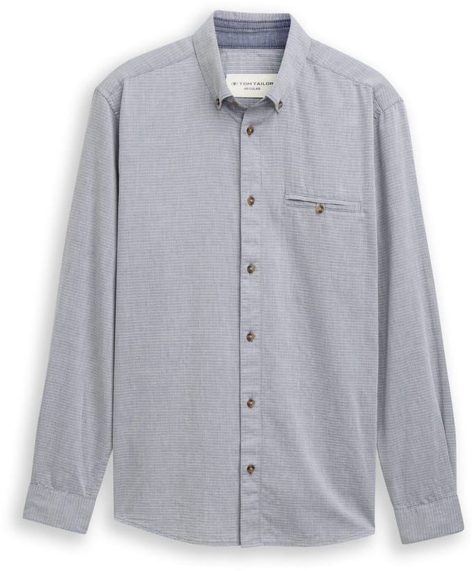 Tom Tailor - Regular fit overhemd van katoen - Maat S - navy stripy structure