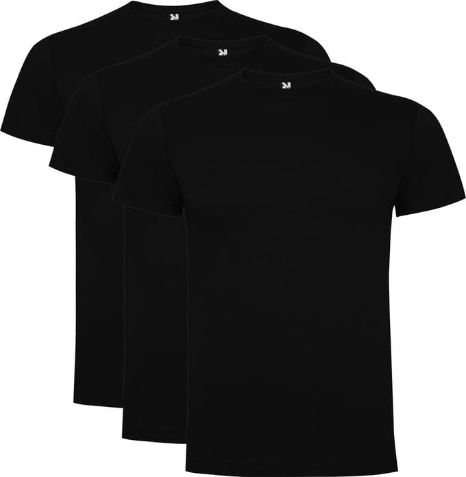 3 Pack Roly Atomic Basic T-Shirt 100% biologisch katoen Ronde hals Zwart Maat M