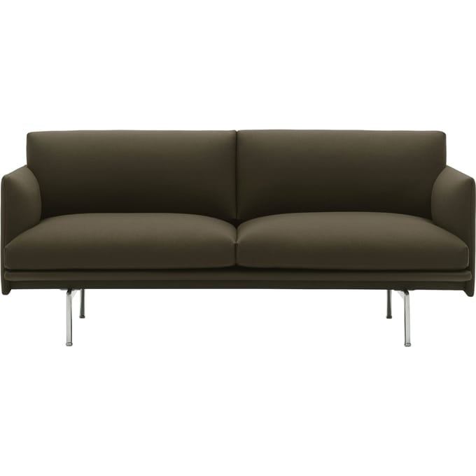 Muuto Outline 2-zitsbank - Devina 984 - gepolijst aluminium