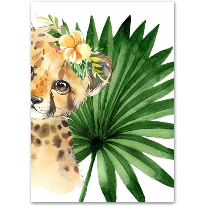 Peinture Diamant 5D DIY Animal Jeune léopard Broderie Point de Croix 3D Décoration de Maison 20X30CM beige