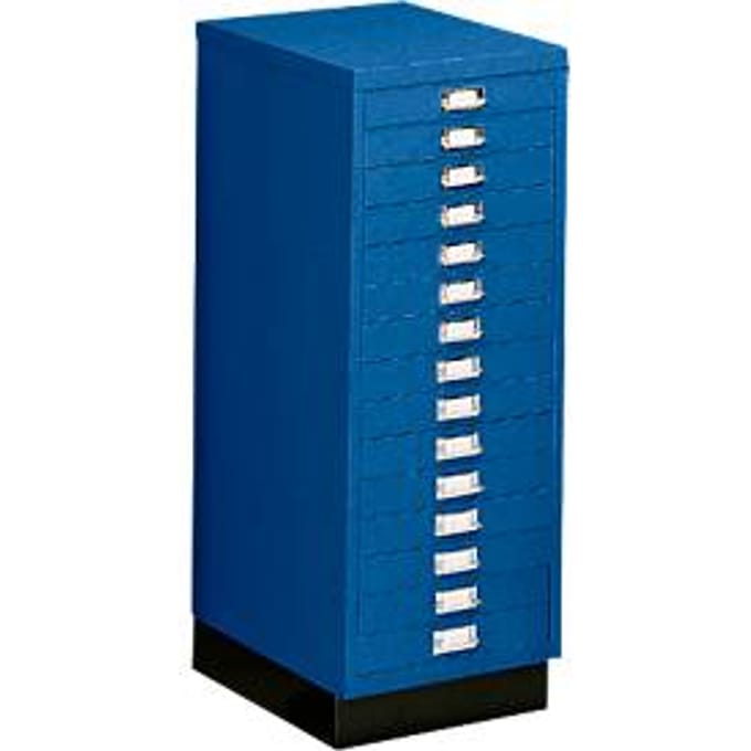 SSI ladekast A3, 15 schuifladen, 940 mm hoog, gentiaanblauw