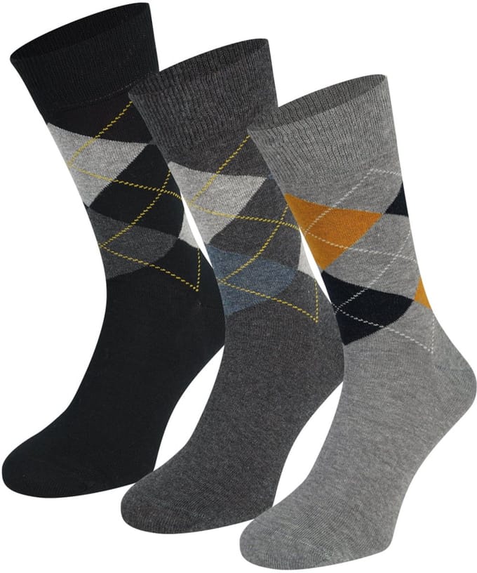 Herensokken met Ruit 3-pack – Ocre