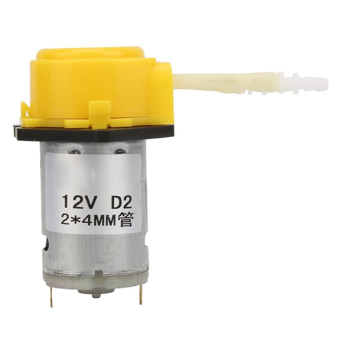 Pompe Péristaltique Micro Eau Liquide Jaune DC12V Pour Aquarium Laboratoire Analytique 2*4mm yellow