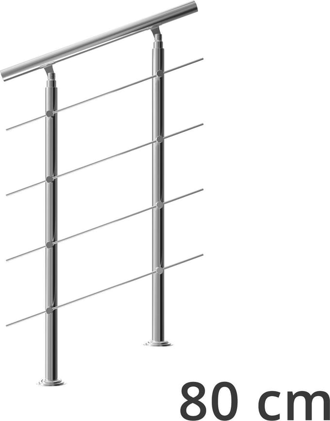 Monzana Trapleuning 80 cm - Met 4 Spijlen – Roestvrijstaal