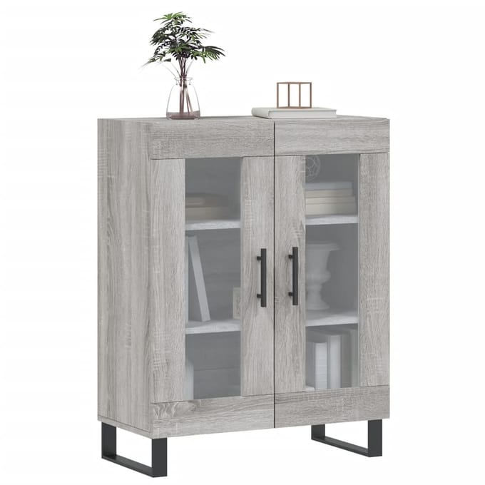 vidaXL - Dressoir - 69,5x34x90 - cm - bewerkt - hout - grijs - sonoma - eikenkleurig