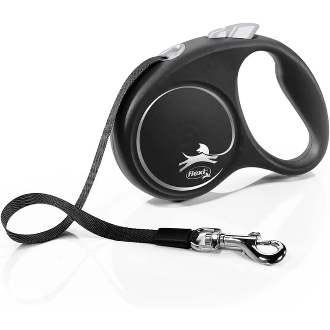 Flexi Black Design Tape - Rollijn Hondenriem - S - 5 Meter - Zwart - <15 kg