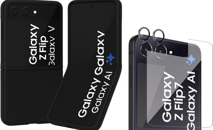 Hoesje geschikt voor Samsung Galaxy Z Flip 7 - Screenprotector Glas & Camera Protector - Mat Back Case Zwart