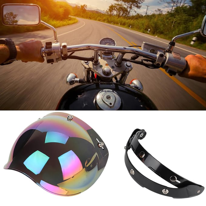 Motorfiets Retro 3?klik Zonnevizier Schild Winddicht Helm Lens Gekleurd black