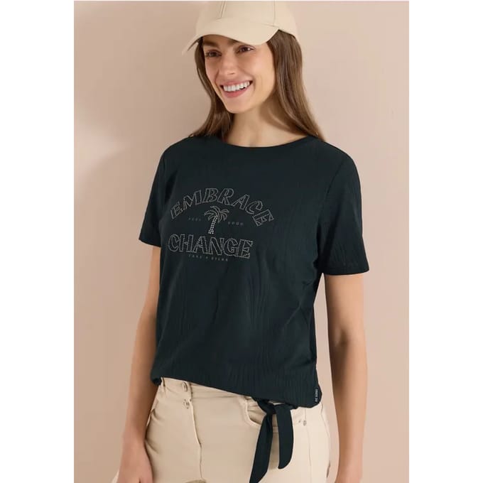 Shirt in burn-out look met tekst