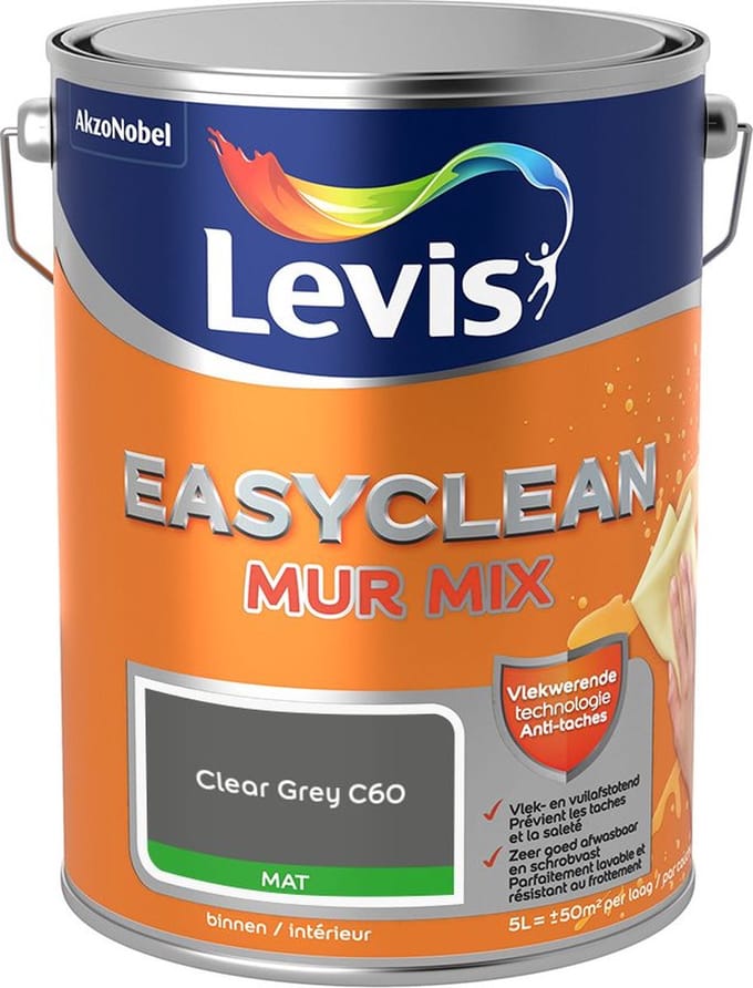Levis - Easyclean Mur Mat Mix - Clear Grey C60 - Mengverf - 5 L