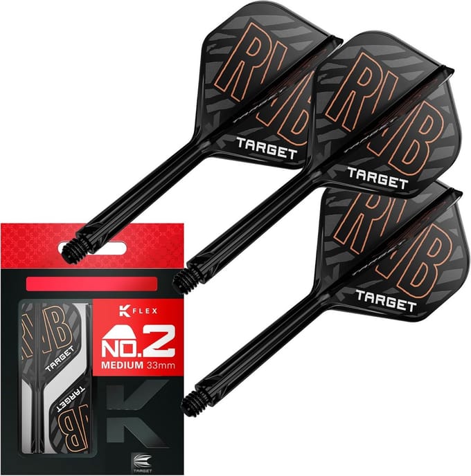Darts K Flex Flights en Shaft System, Nr.2 (Middelmatig, 33mm) - Pak van 3 All In One Darts Accessoires