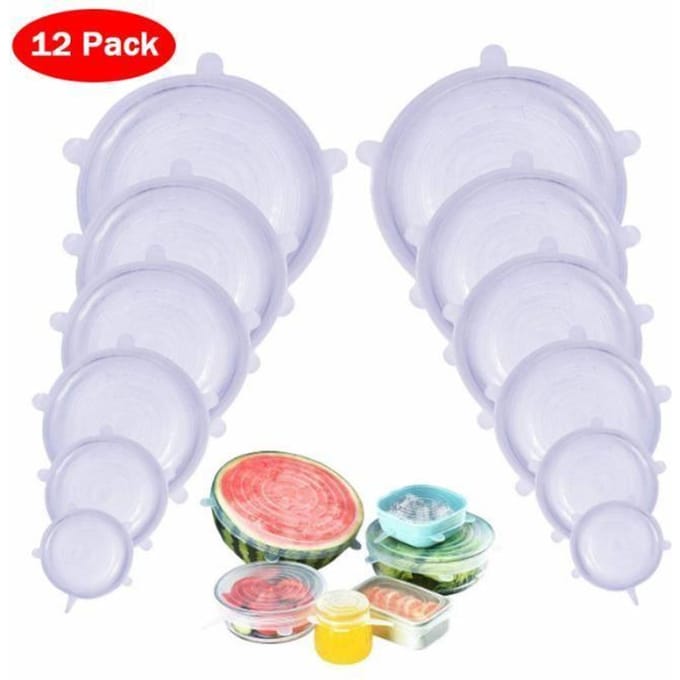 Couvercle en Silicone Stretch 12 PCS Couvercle en Silicone Couvre-Savon Couvre-Couvercle en Pot Couvre-BPA-sans BPA wit