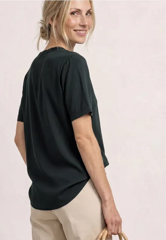 Blouseshirt in effen kleur met gespleten hals