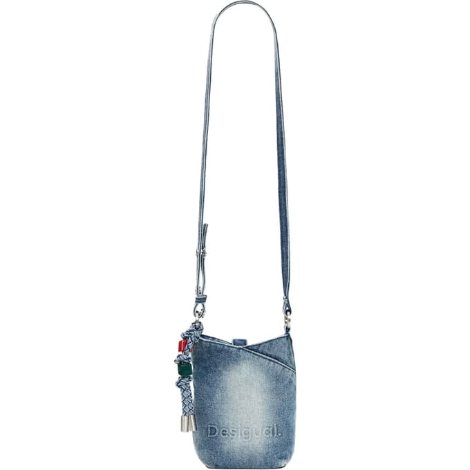 Desigual schoudertas Half Logo Denim Bag Denim Raw blauwgrijs