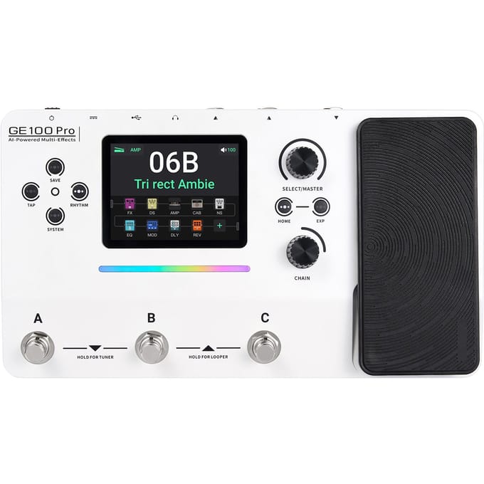 Gitaarpedaal Multi-effecten Processor 3,5 Inch Kleurenscherm RGB Verlichting AI Adviseur 150 Voorkeuzes Looper Drumcomputer BT black