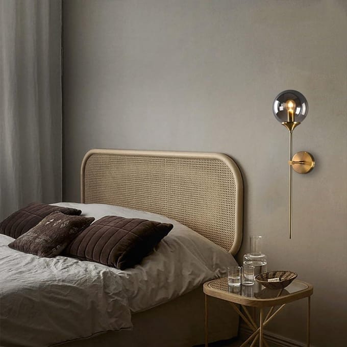 Wandlamp Glas - Sfeerverlichting Muur - Verlichting Ruimtes - Modern Design - 60 cm Hoog - Grijs