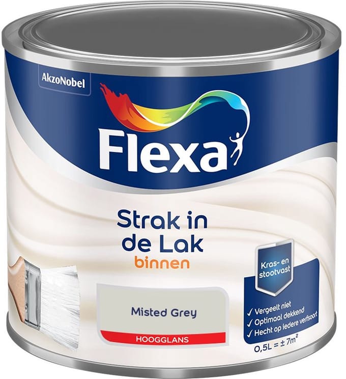 Flexa - Strak In De Lak Binnenlak Hoogglans - Misted Grey - Mengverf - 500 Ml
