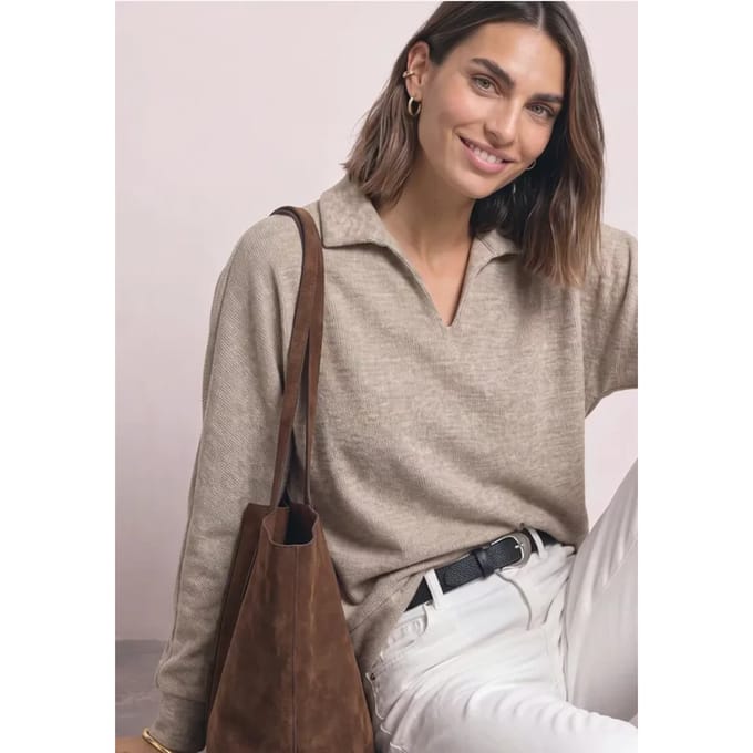 Poloshirt met lange mouwen in gemêleerde look