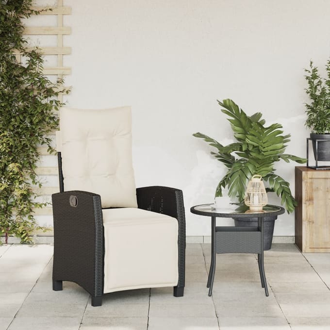 vidaXL - Tuinstoel - verstelbaar - met - voetensteun - poly - rattan - zwart