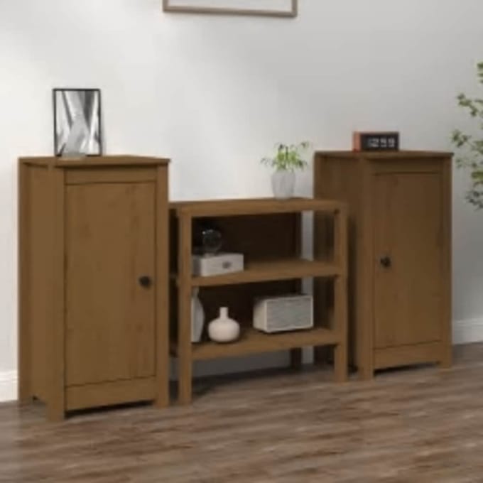 vidaXL - Dressoirs - 2 - st - 39x35x80 - cm - massief - grenenhout - honingbruin
