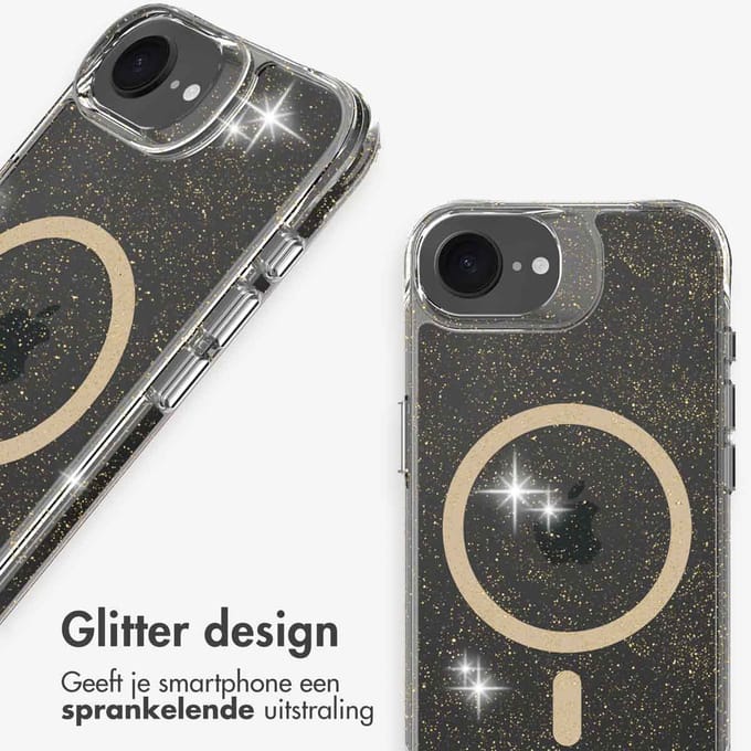 imoshion Hoesje - Geschikt voor Apple iPhone 17e / 16e - Glitter Backcover geschikt voor MagSafe 2.0 - Goud