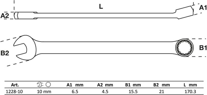 BGS Ringsleutel extra lang SW 10 mm - 1228-10
