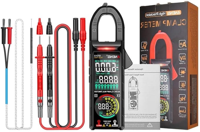 Digitale Stroomtang - Ampèremeter Tang - Elektriciteit Meten - Dubbel Scherm - 400A - Zwart