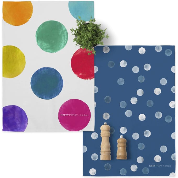 Set van 2 theedoeken Confetti | Happy Friday