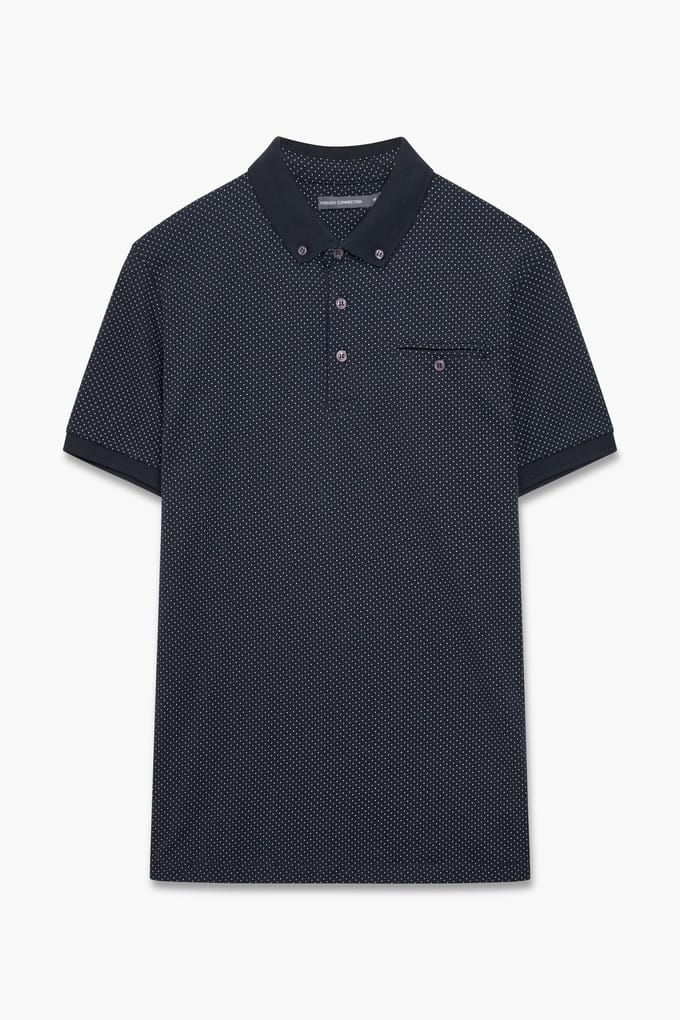 French Connection Micro Dot Polo Marine/white Taglia: S | Polo Outlet | Uomo | Bianco