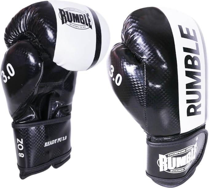 Bokshandschoen Rumble Junior 3.0 PU Zwart/Wit 2 Oz