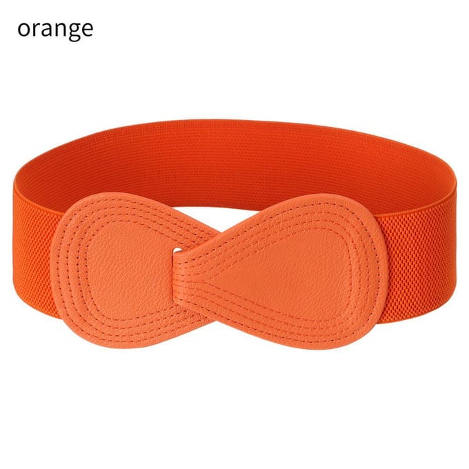 Mode Dames Stretch Tailleband Strik Tailleband Elastische Brede Haak Riem Jurk Jas Kleding Decoratie Riem oranje