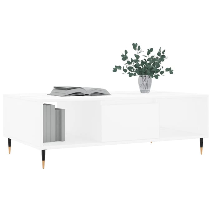 vidaXL - Salontafel - 104x60x35 - cm - bewerkt - hout - wit