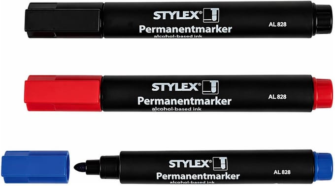 Stylex Permanent markers - 3 stuks - Dikke stiften - watervast