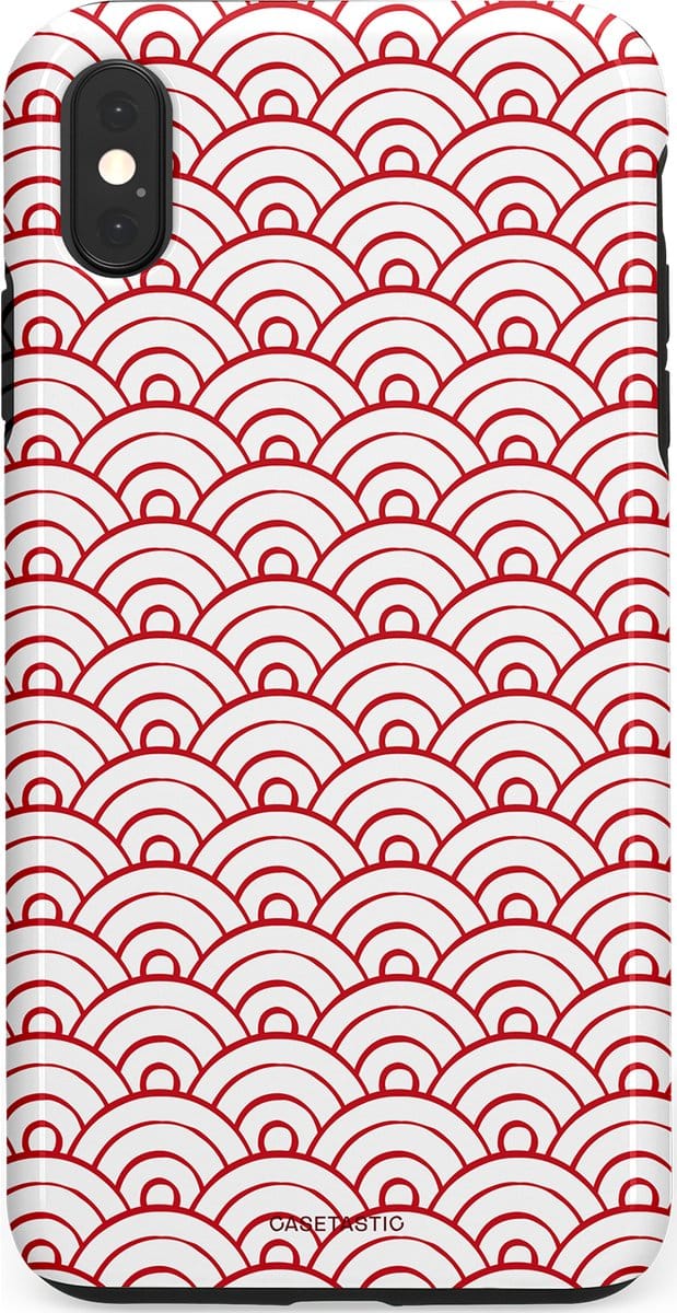 Casetastic hoesje geschikt voor Apple iPhone XS Max - Dubbellaagse bescherming - Golfjes - Fashion Case - Wit Lichtroze Koraal Lichtgrijs